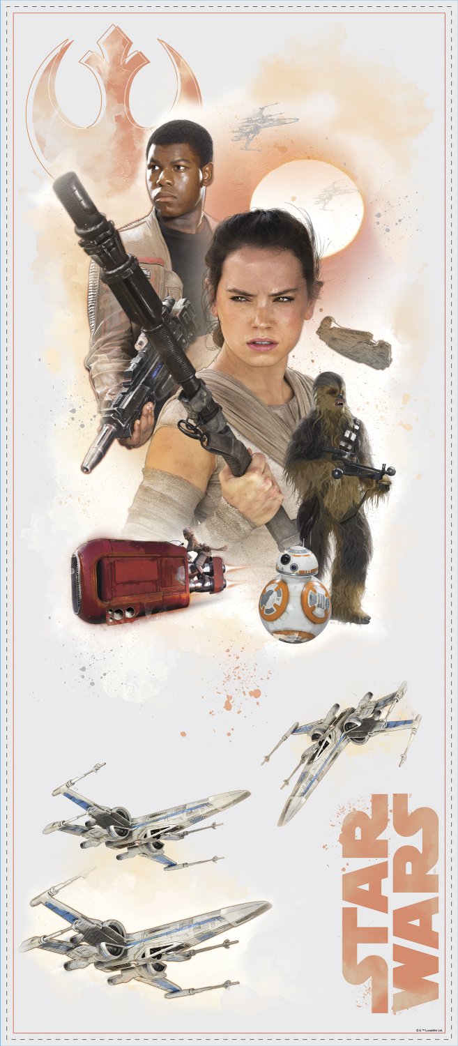 Star Wars Episode VII Hero Peel & Stick Wall Decals - Removable Wall Stickers for Kids Room, Nursery, Dorm & Office Decor - Easy to Apply & Remove Wall Art Set