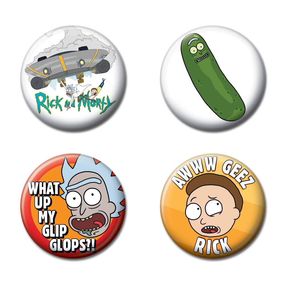 Rick and Morty 4-Piece Button Set - Officially Licensed Collectibles for Fans