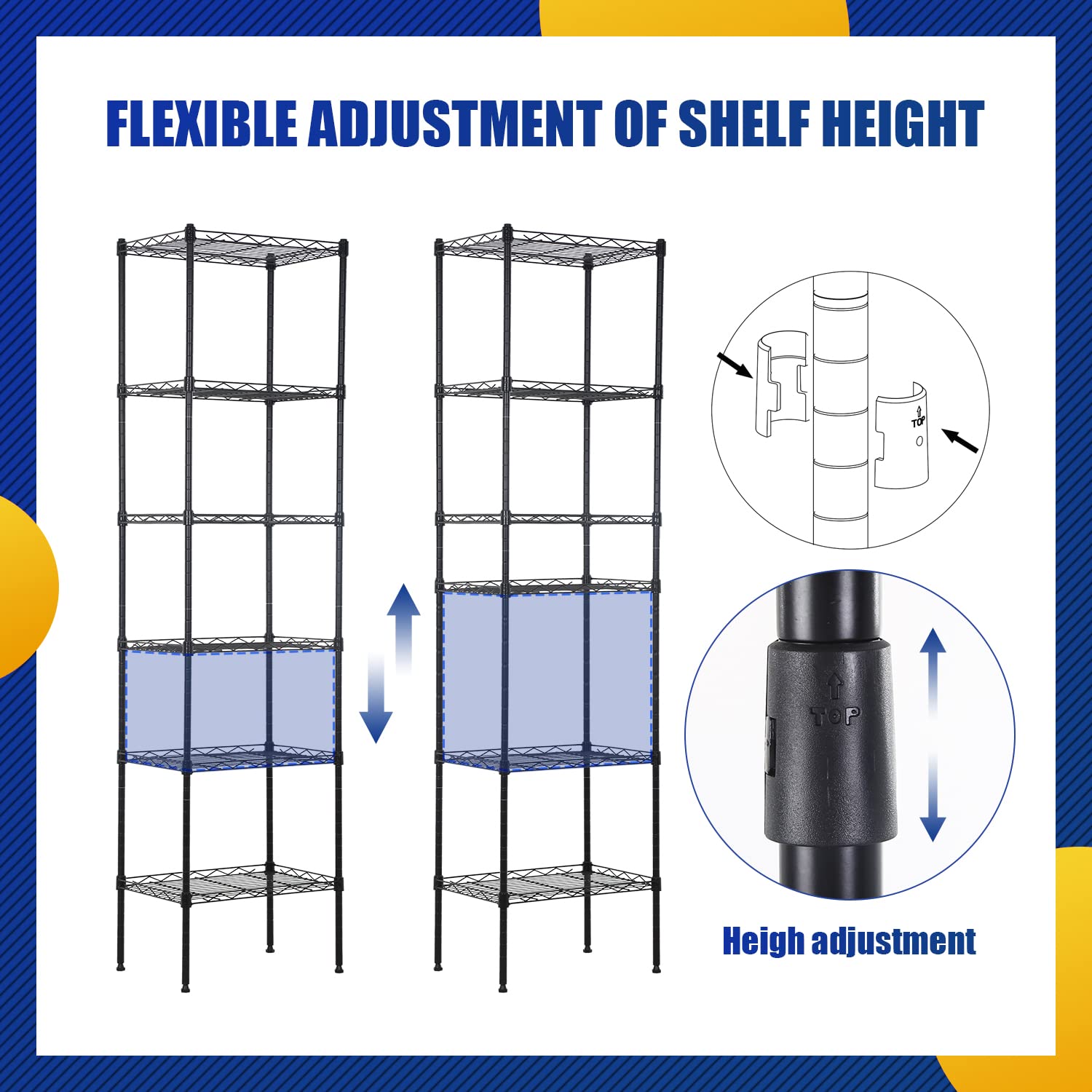 Adjustable NSF-Certified Heavy Duty Metal Wire Shelving Unit - 16.7