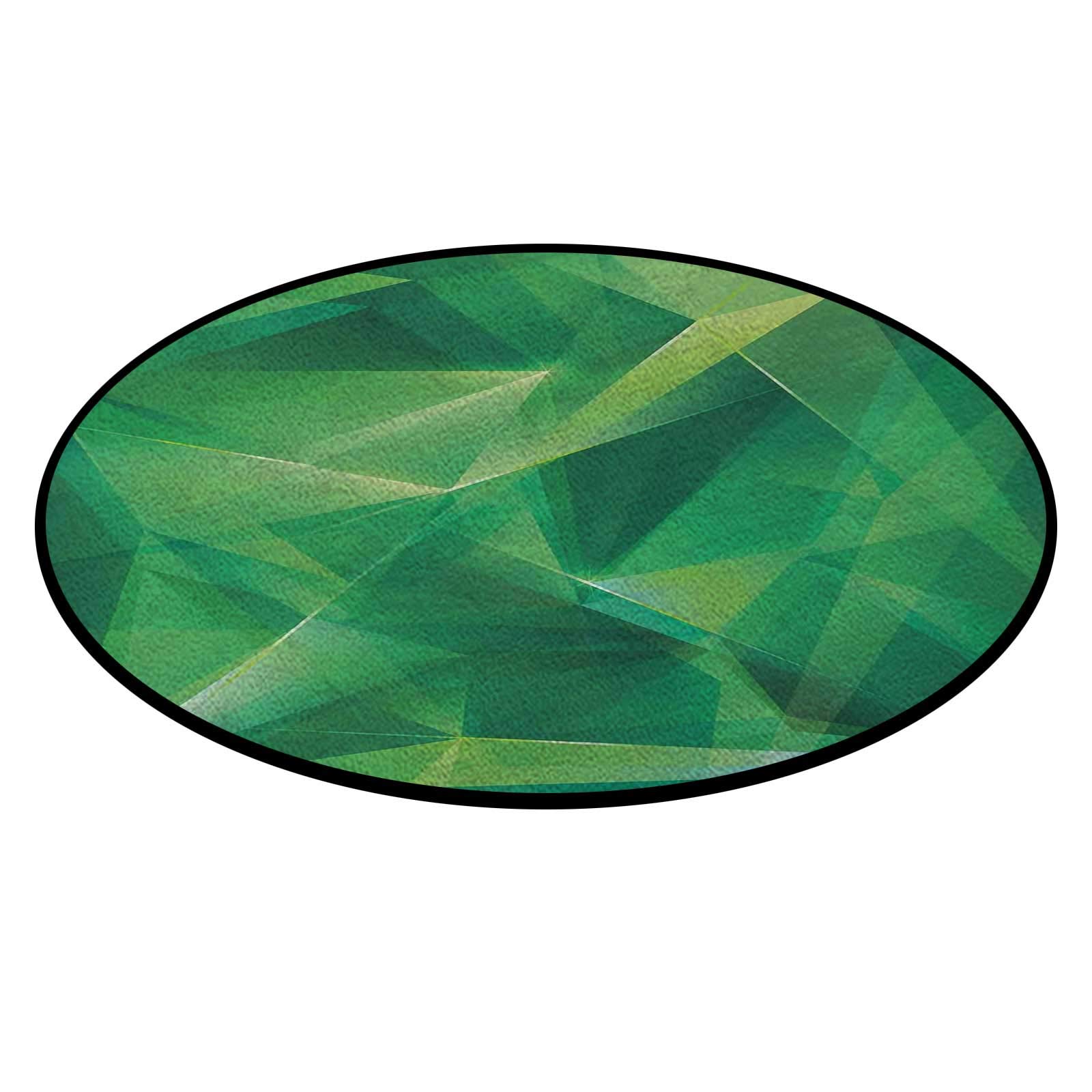 Jade and Lime Green Round Area Rug - 3 ft Diameter Non-Slip Floor Mat for Computer Desk, Gaming Chair & Home Office Decor | Soft Eco-Friendly Carpet for Living Room, Bedroom, and Dorm