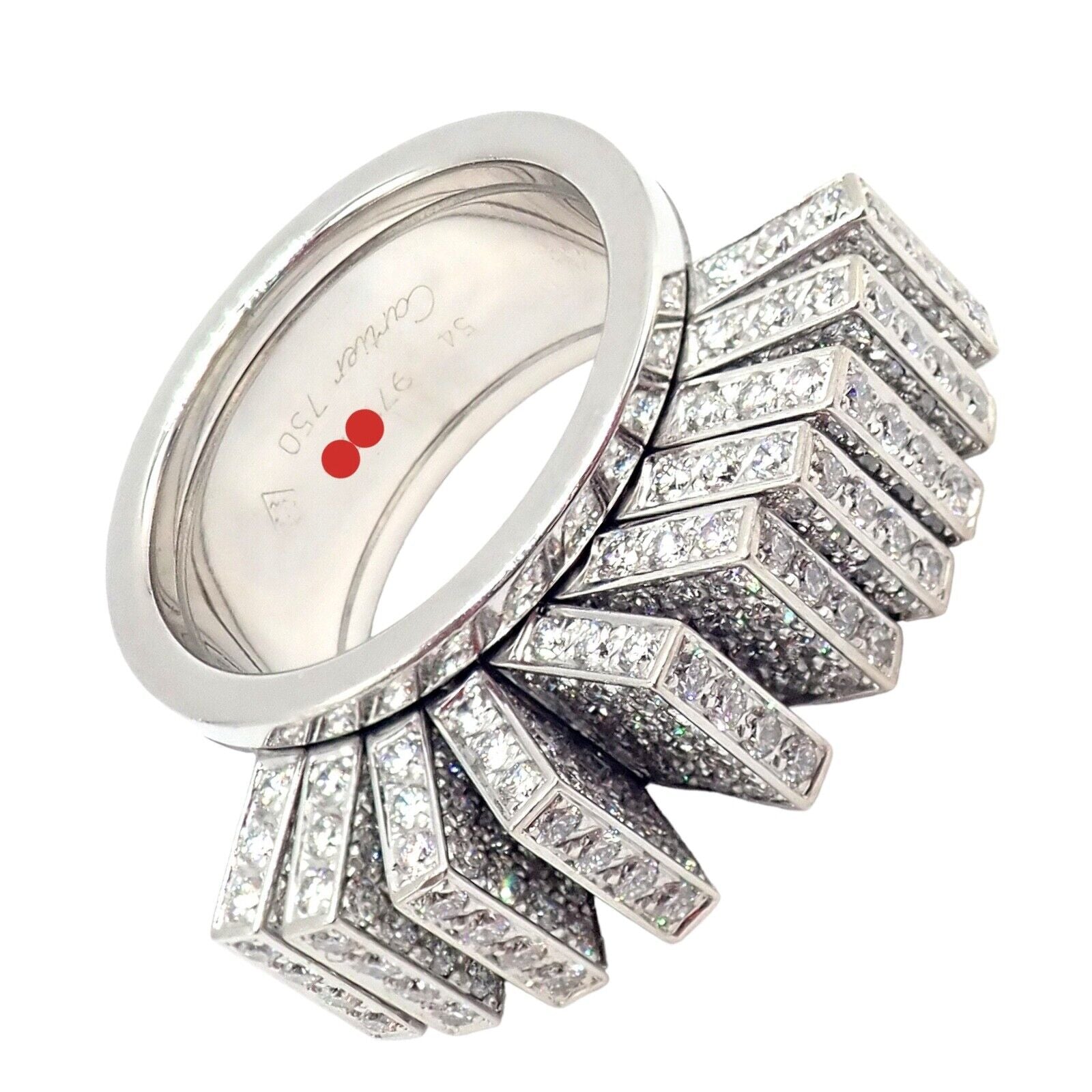 Authentic Cartier 18K White Gold Diamond Fan Ring - Luxury Jewelry for Women, Perfect for Weddings, Anniversaries & Special Occasions