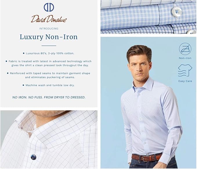 Premium Men's Slim Fit 100% Cotton Non-Iron Dress Shirt for Business & Formal Occasions - Wrinkle-Free Office Wear & Wedding Attire