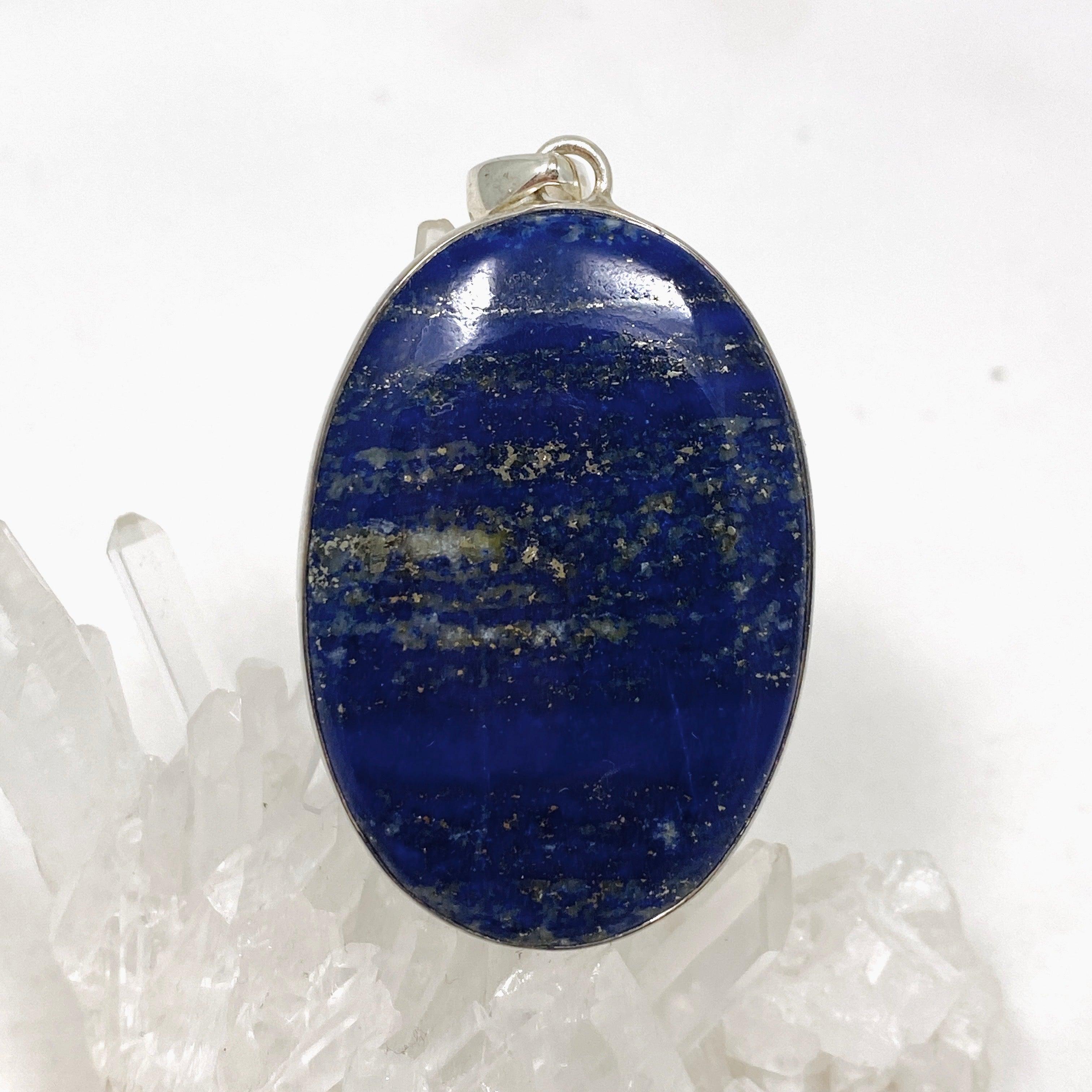 Natural Lapis Lazuli Oval Pendant Necklace - 925 Sterling Silver Jewelry KPGJ3838 | Perfect for Meditation, Spiritual Healing & Elegant Fashion Accessories