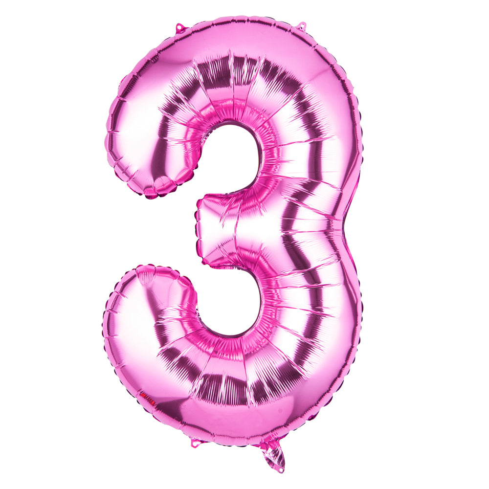 Balloonify Pink Mylar Number 3 Balloon - 40 Inch Large Foil Party Balloon (1 Count) - Perfect for Birthday Decorations, Baby Showers & Anniversary Celebrations