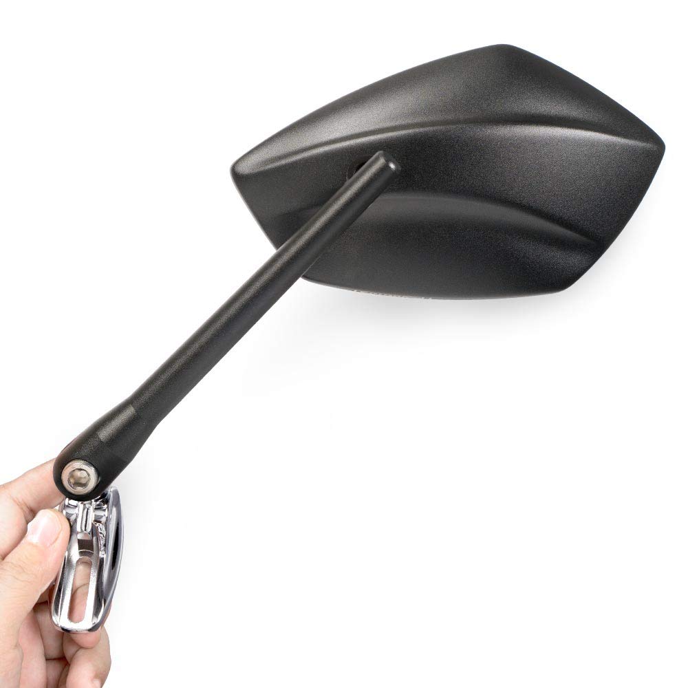 KiWAV Motorcycle Mirrors PalmII Black Fairing Mount with Chrome Adapter - Compatible with Ducati Panigale 899 959 1199 1299 - Durable Adjustable Rearview Mirrors for Enhanced Safety on Road Trips & City Commuting