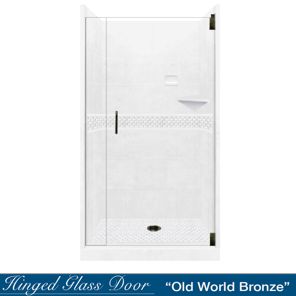 Alcove Natural Buff Sistine Stone & Jewel Stone Accent DIY Shower Remodel Kit - Waterproof Bathroom Wall Tile for Shower Surround and Backsplash Renovation