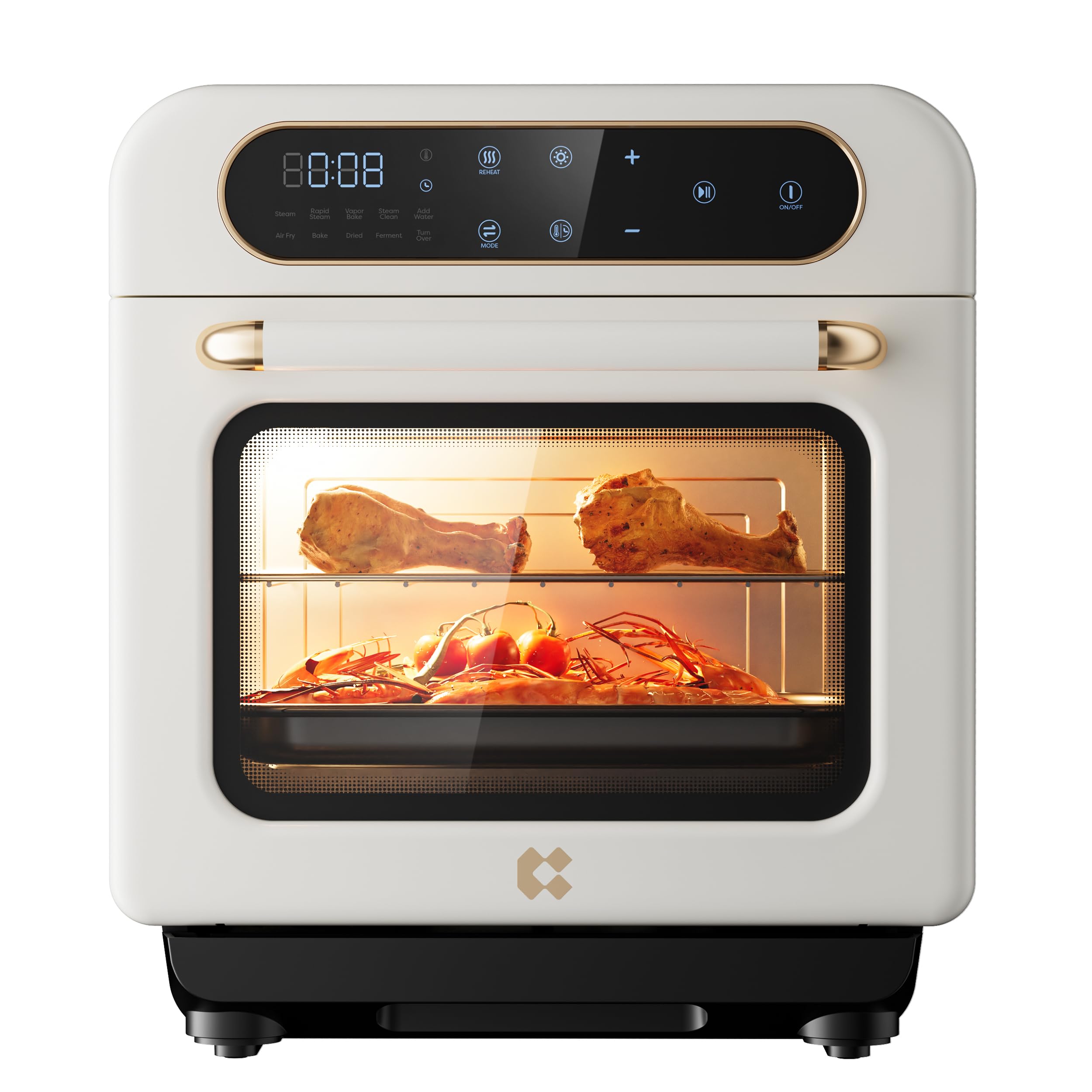 CIARRA 8-in-1 Air Fryer Steam Oven Countertop - 12L Mini Toaster Oven with Steam, Air Fry, Bake, Dehydrate & Ferment Functions | Perfect for Healthy Cooking, Meal Prep & Small Kitchens | White