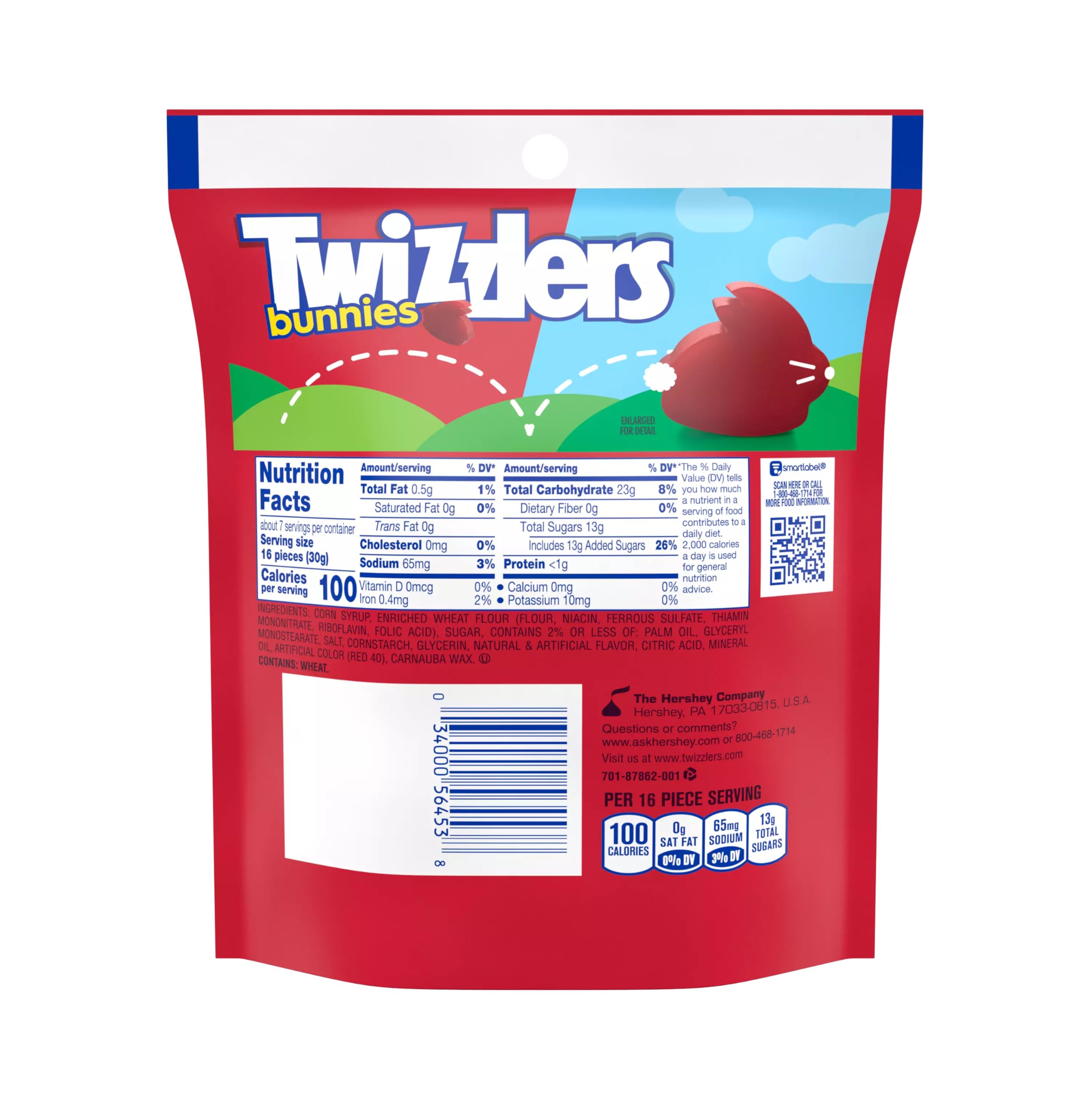 Twizzlers Cherry Bunnies Easter Gummy Candy - Pack of 2 (7.1oz Bags) - Sweet Easter Basket Stuffers & Party Treats for Kids, Egg Hunts, and Holiday Celebrations