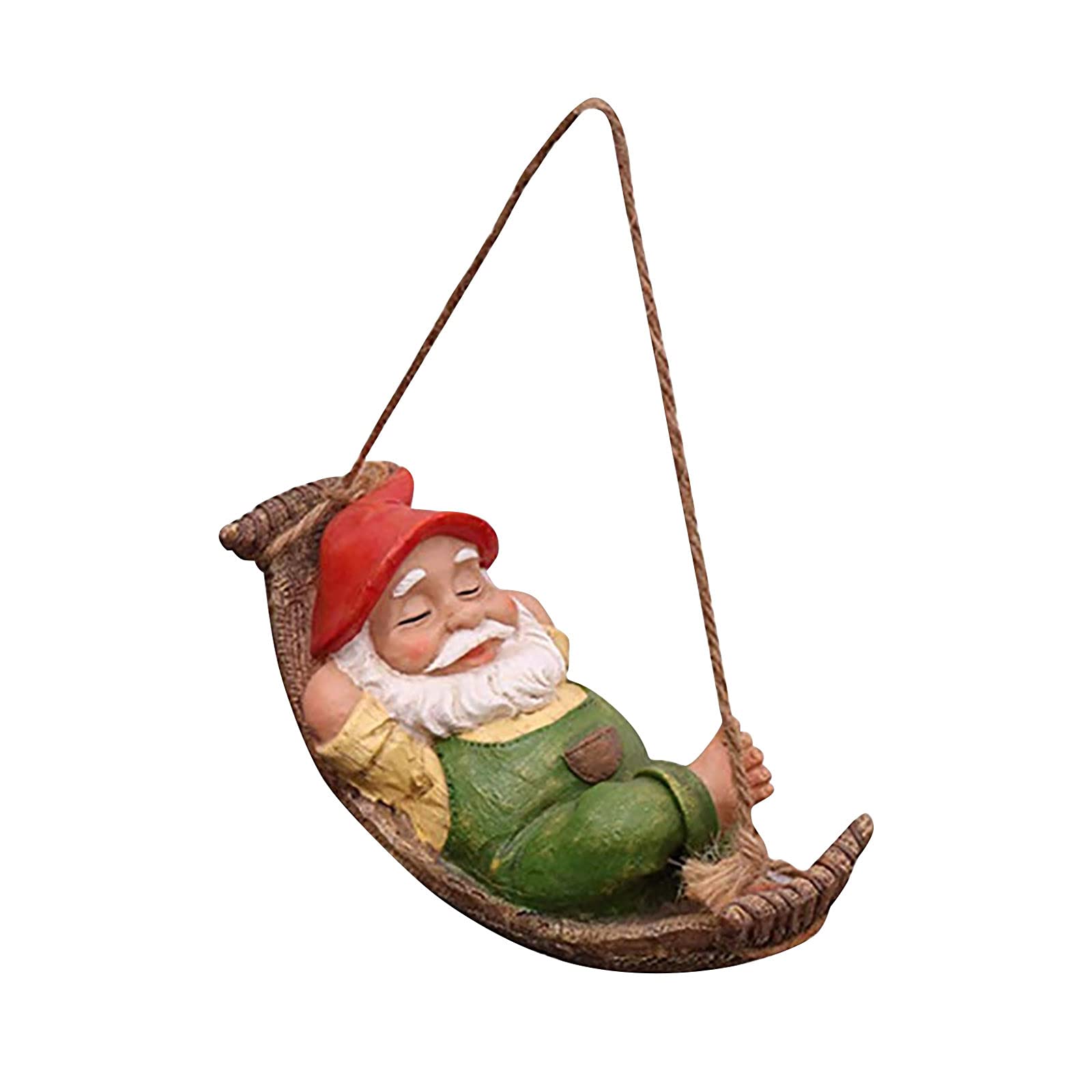 Waterproof Synthetic Resin Garden Decor - Hanging Hammock Doll Dwarf for Outdoor & Christmas Ornaments (White, One Size) | Perfect for Patio, Yard, Holiday Tree & Seasonal Home Decoration