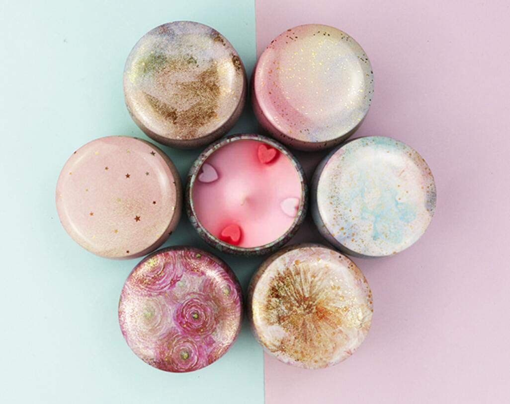 Colorful Marble Pattern Metal Storage Tins with Lids - 4 Pack Empty Round Candy Containers for DIY Candles, Cookies, Lip Balm, Cosmetics | Perfect for Home, Office & Party Treat Organization
