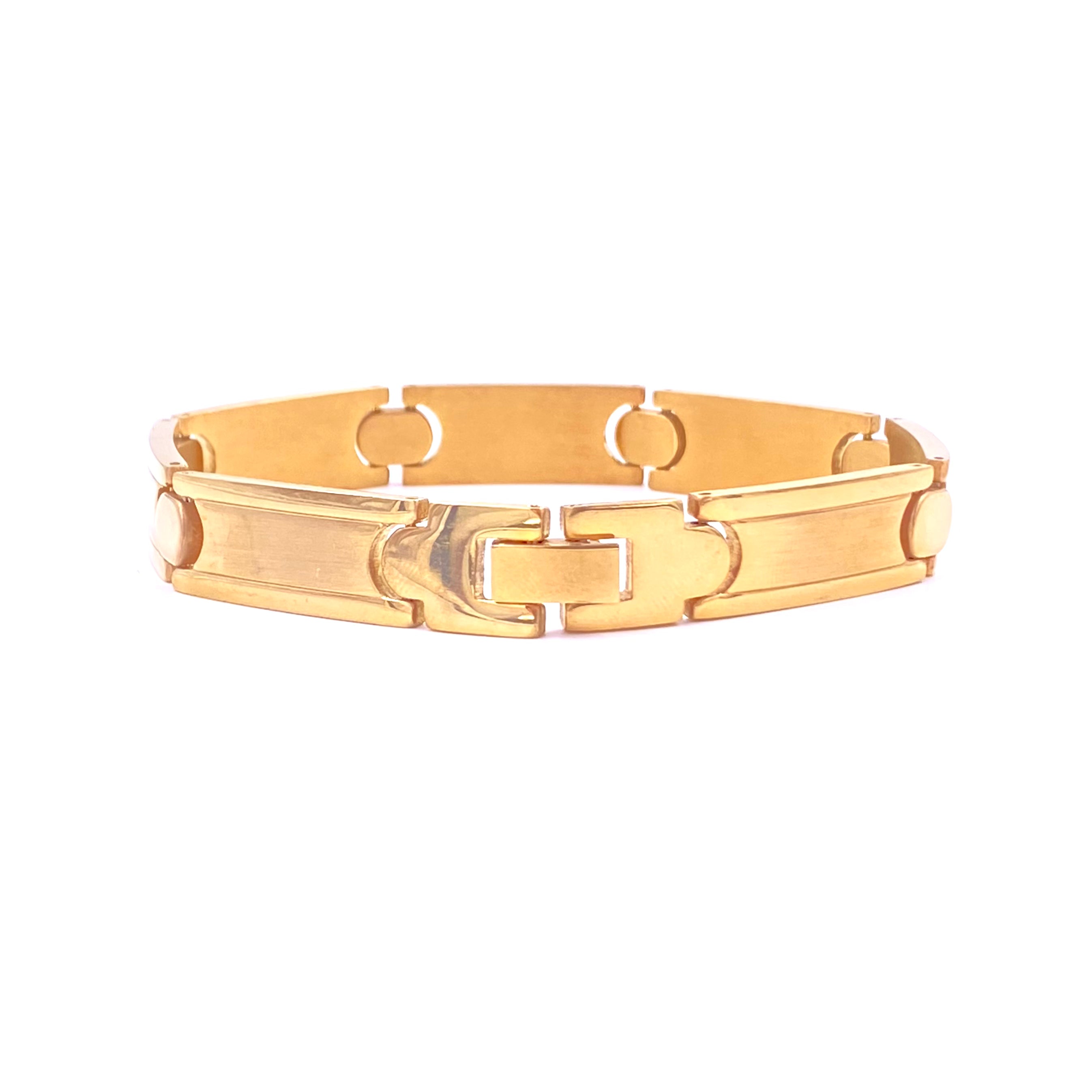 Premium Ashley Gold Stainless Steel Circle Link Bracelet for Men - Hypoallergenic, Tarnish-Resistant Jewelry Gift for Him - Perfect for Date Nights, Weddings & Formal Events