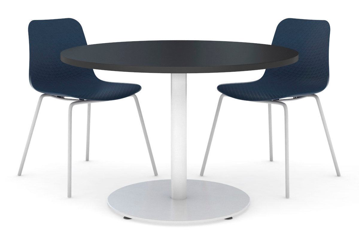 Sapphire Disc Base Cafe Table - 31.5 Inch Round Glass Top Outdoor Bistro Table for Patio, Garden, and Restaurant Use