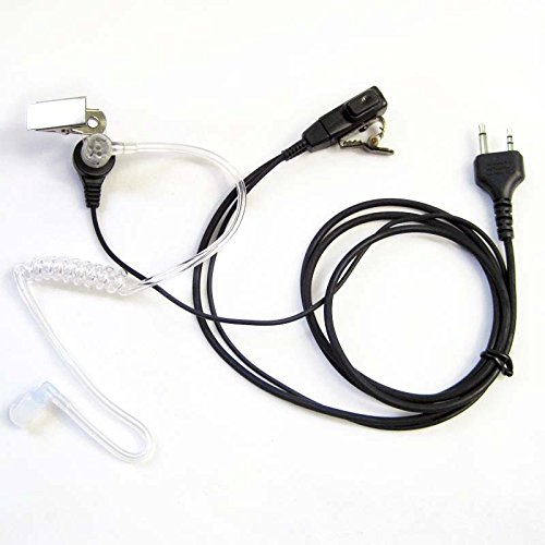 KENMAX® 2 Pin Air Covert Acoustic Tube Earpiece Headset with PTT Mic - Compatible with Midland Alan G5, GXT500, LXT320, CXT250, XT26 - Ideal for Security, Construction, and Outdoor Communication