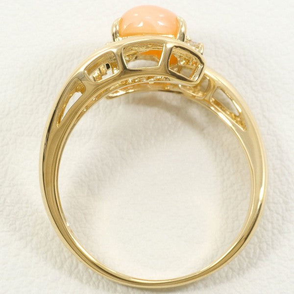 18K Yellow Gold Coral Diamond Ring for Women - Elegant Handmade Jewelry for Weddings, Anniversaries & Special Occasions