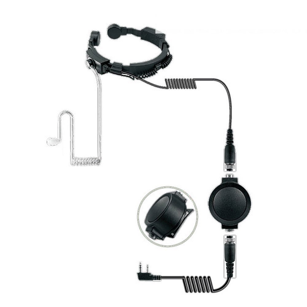 Waterproof PTT Heavy Duty Tactical Throat Mic Headset - Compatible with Kenwood & TYT Two Way Radios - Ideal for Walkie Talkie, Sports, Wargames & Security Operations