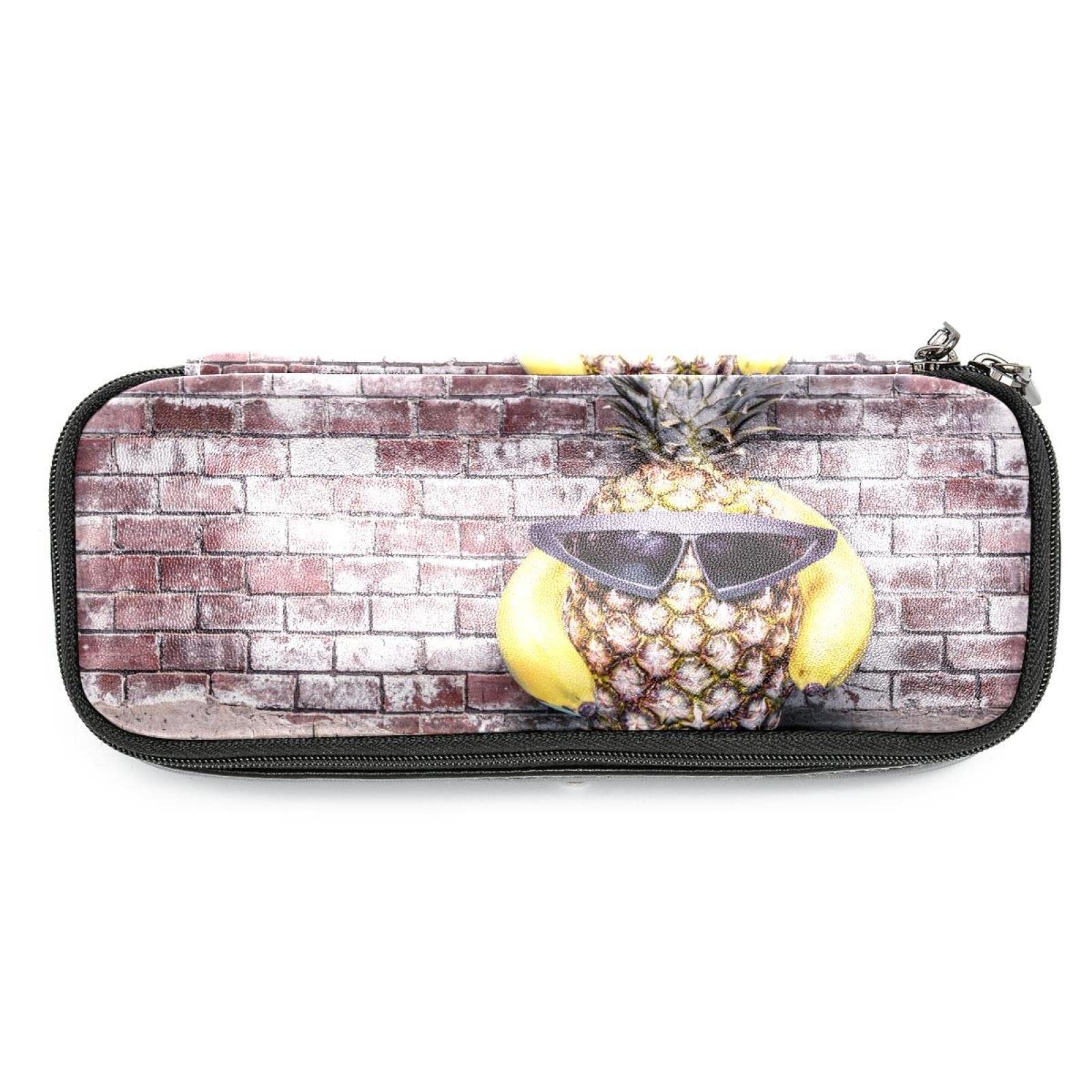 Funny Fruit with Sunglasses PU Leather Pencil Case - Stylish School & Office Organizer for Students and Professionals
