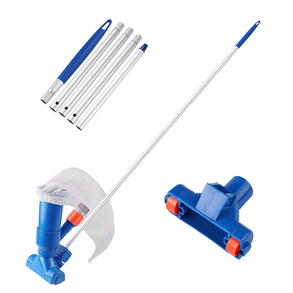 Portable Swimming Pool Vacuum Cleaner with Rubber Brush - Underwater Pool Fountain Spa Tub Pond Cleaner Attaches to Garden Hose | Ideal for Above Ground Pools, Spas, Fountains & Water Features (Blue)