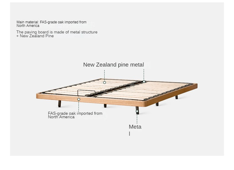 Solid Oak Wood Platform Bed - Headboard Free Modern Design with Night Light - Perfect for Bedroom, Guest Room & Small Spaces