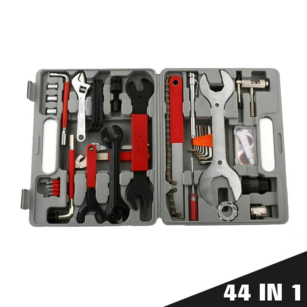 44-Piece Bike Tool Kit - Complete Bicycle Repair & Maintenance Tool Set with Durable Tool Box for Mountain & Road Bikes | Perfect for Home Repairs, Trailside Fixes & Professional Bike Maintenance