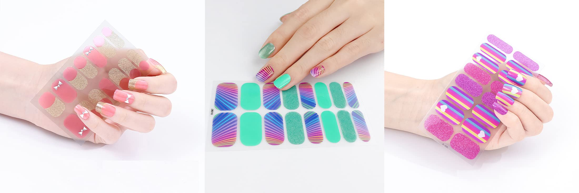 Secret Lives® Nail Sticker Set - 3 Pack Salon-Quality Nail Decals with Nail File, Prep Pad & Cuticle Stick | Quick & Easy DIY Manicure at Home | Perfect for Parties, Weddings & Everyday Nail Art