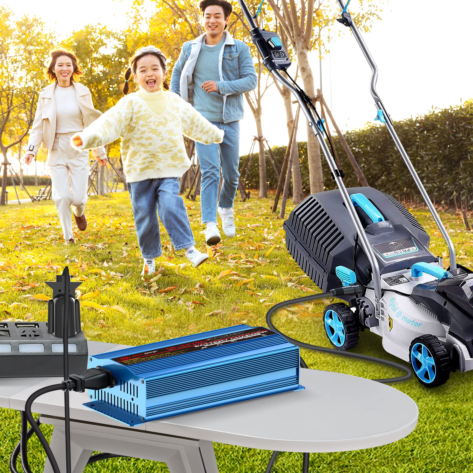 24V 8A Smart Automatic Battery Charger & Maintainer with XLR Connector - Portable Charging for Car, Boat, Lawn Mower, Marine, Wheelchair, Motorcycle, eBike - Ideal for Home, Garage, RV & Outdoor Power Equipment Maintenance