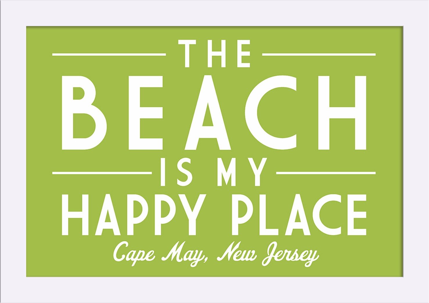 Cape May New Jersey Beach Fine Art Print - 12x18 Giclee on Recycled Wood Frame in White - Coastal Wall Decor for Living Room, Bedroom & Office
