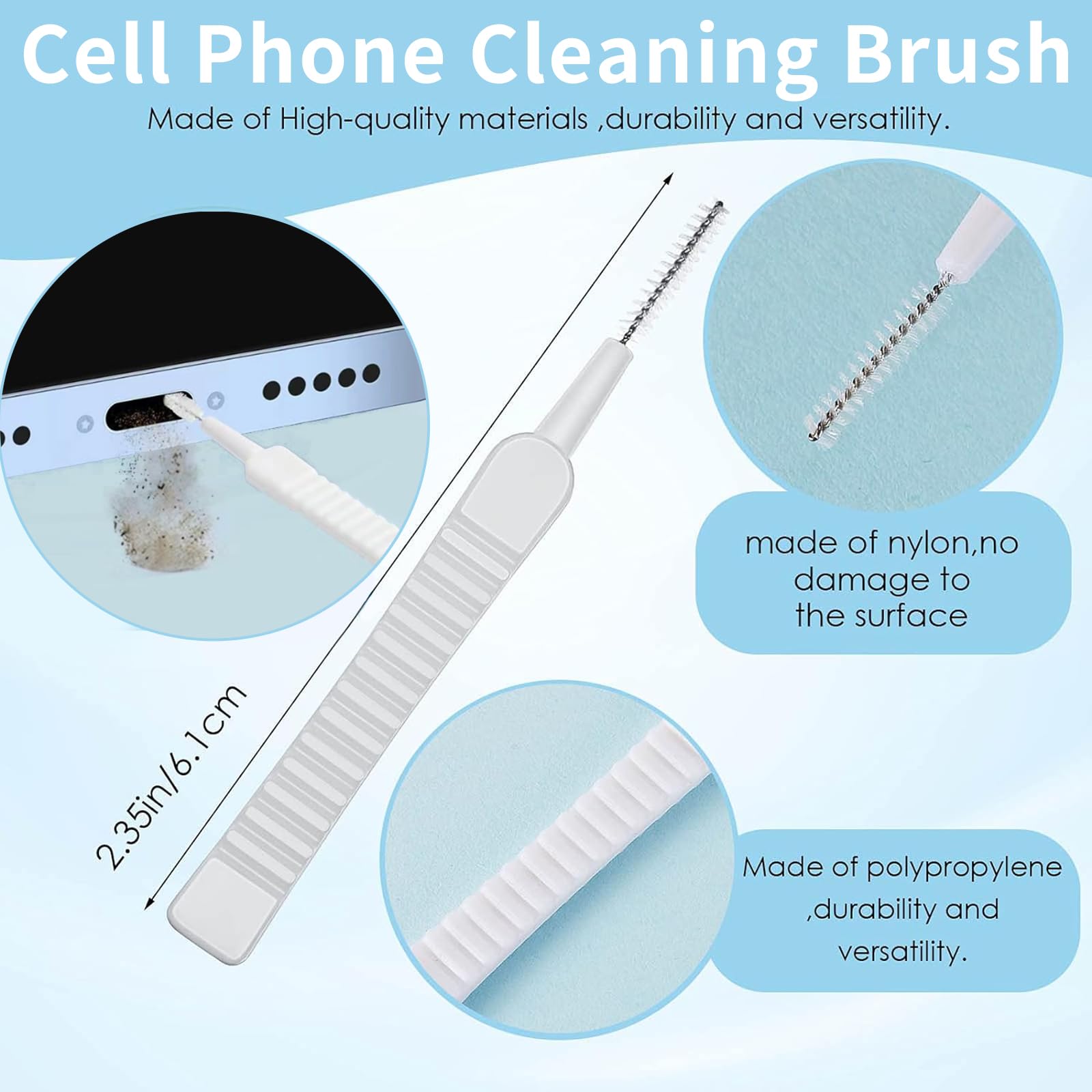 10-Piece Loirtlluy Mini Cleaning Brush Kit - Anti-Clogging Nylon Bristle for Phone Speaker, Receiver, AirPods, iPhone, Keyboard & Car Vents - Perfect for Electronics, Gadgets & Car Interior Cleaning