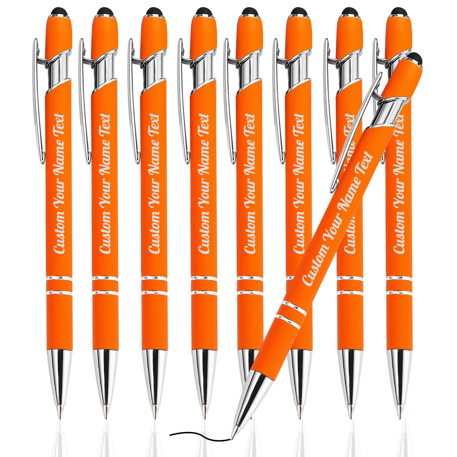 12-Pack Personalized Engraved Ballpoint Pens - Custom Business Name, Logo & Message - Soft Black Ink & Touch Metal Stylus - Bulk Office Supplies - Great for Anniversaries, Graduations, Birthdays - Perfect Corporate Gifts & Promotional Items