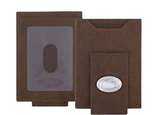 Penn State Crazy Horse Leather Front Pocket Wallet - Slim RFID Blocking Bifold Wallet for Men - Perfect for Everyday Carry, Travel & Business Use
