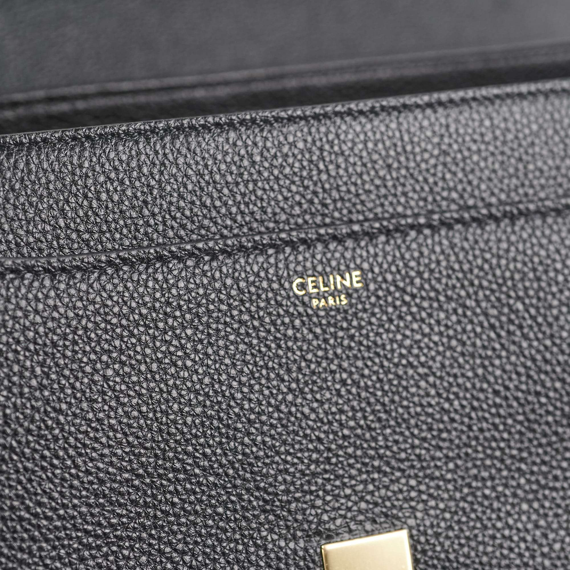 Celine 16 Classique Handbag in Black Grained Calfskin Leather - Luxury Shoulder Bag for Women, Perfect for Work, Travel and Everyday Use