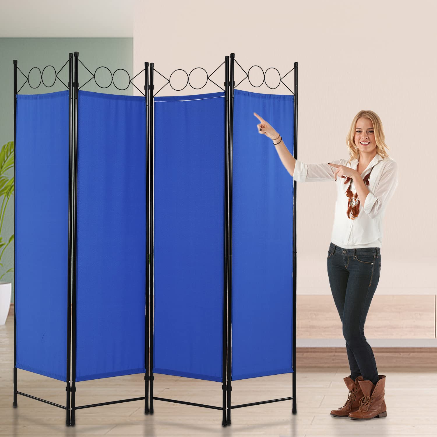 4 Panel Folding Room Divider Privacy Screen - 68