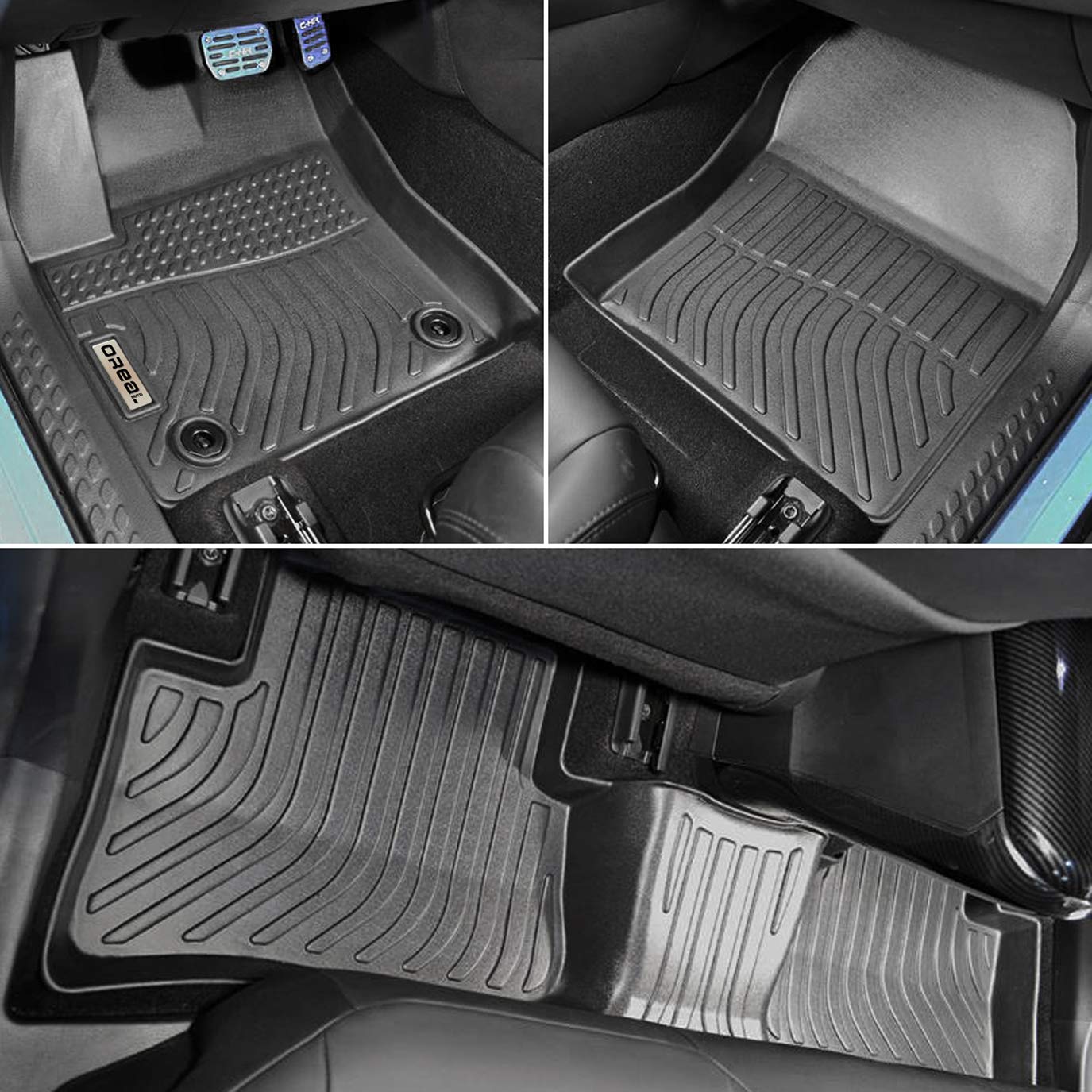 Orealtrend Custom Fit Black All Weather Heavy Duty Floor Mats Liners for Toyota C-HR CHR 2018-2023 - Front & Rear Car Carpet Protectors - Tough Durable Odorless - Perfect for Daily Commute, Road Trips & Winter Driving