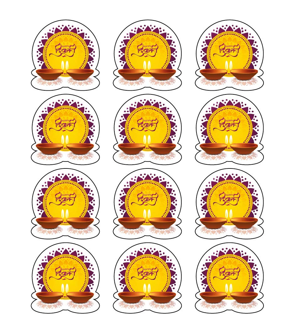 Happy Diwali Self-Adhesive Gift Wrap Stickers - 15pcs Festive Shape Labels for Crafts, Packages & Greeting Cards | Perfect for Diwali Decorations, Party Favors & Gift Sealing