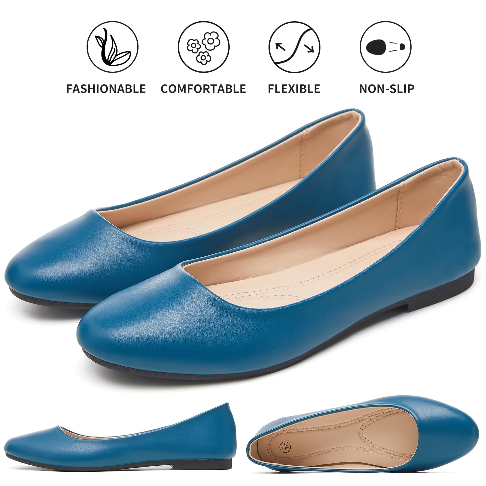**Hash Bubbie Women's Ballet Flats - Comfortable PU Leather Slip-On Dress Shoes for Women | Perfect for Work, Office, and Casual Outfits**