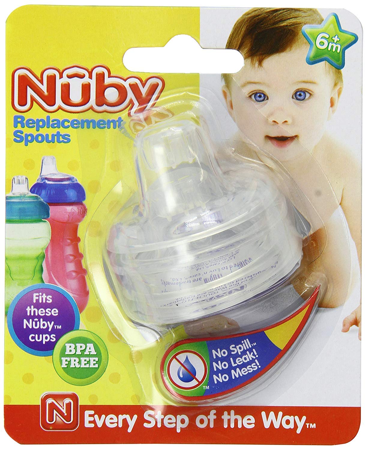 Nuby 2-Pack Silicone Replacement Spouts for Baby Sippy Cups - BPA-Free, Durable & Leak-Proof - Perfect for Toddlers' Mealtime, Travel & Daycare Use