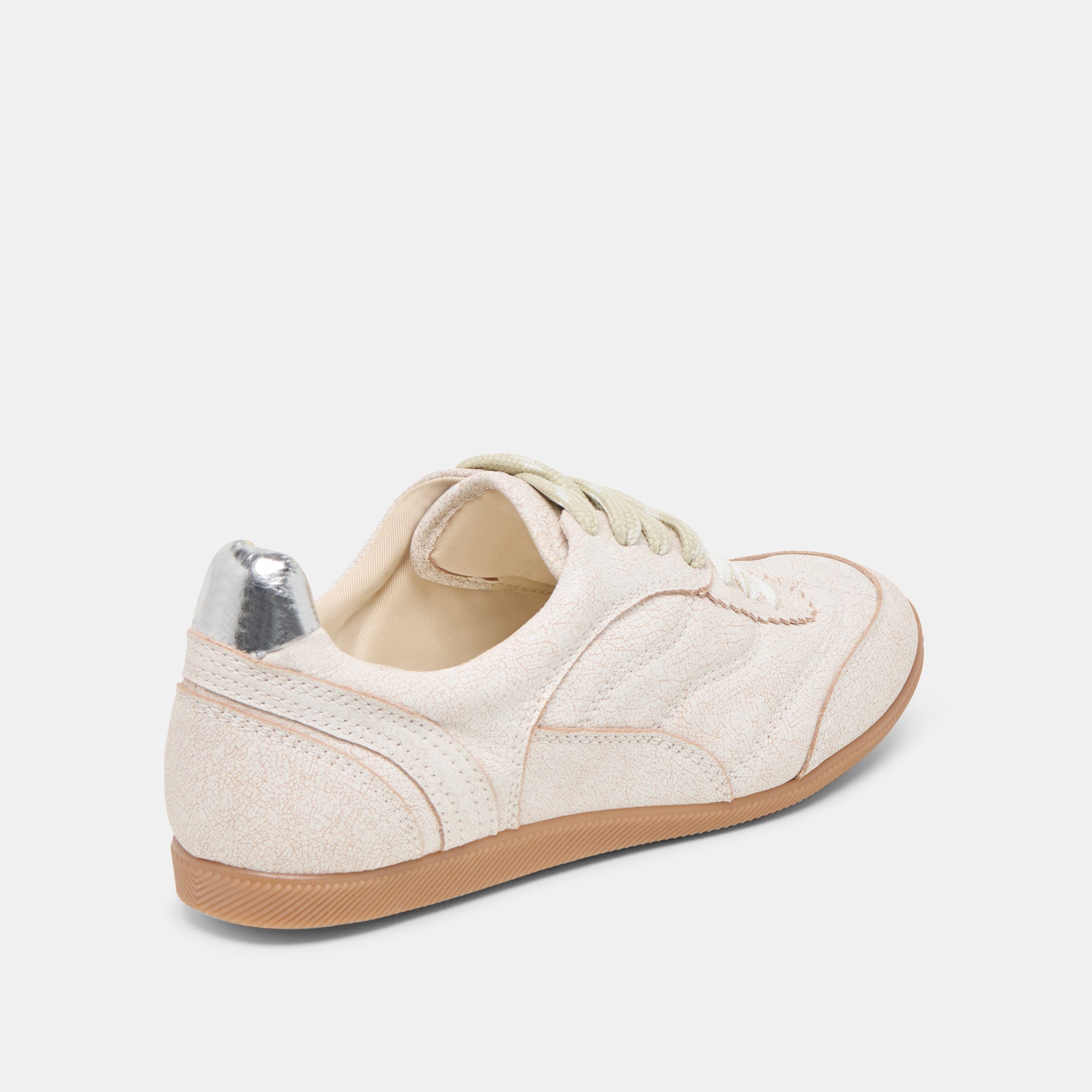 LAINI Sneakers for Women - Off-White Crackled Leather Fashion Shoes | Comfortable Walking & Casual Wear for Daily Outfits