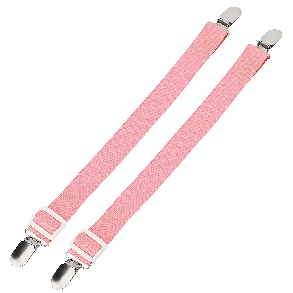 Jacksing Non-Slip Bed Sheet Fastener - Elastic Mattress Holder Straps for Secure Fitted Sheets (Pink) | Perfect for Home, Hotel & Dorm Room Use