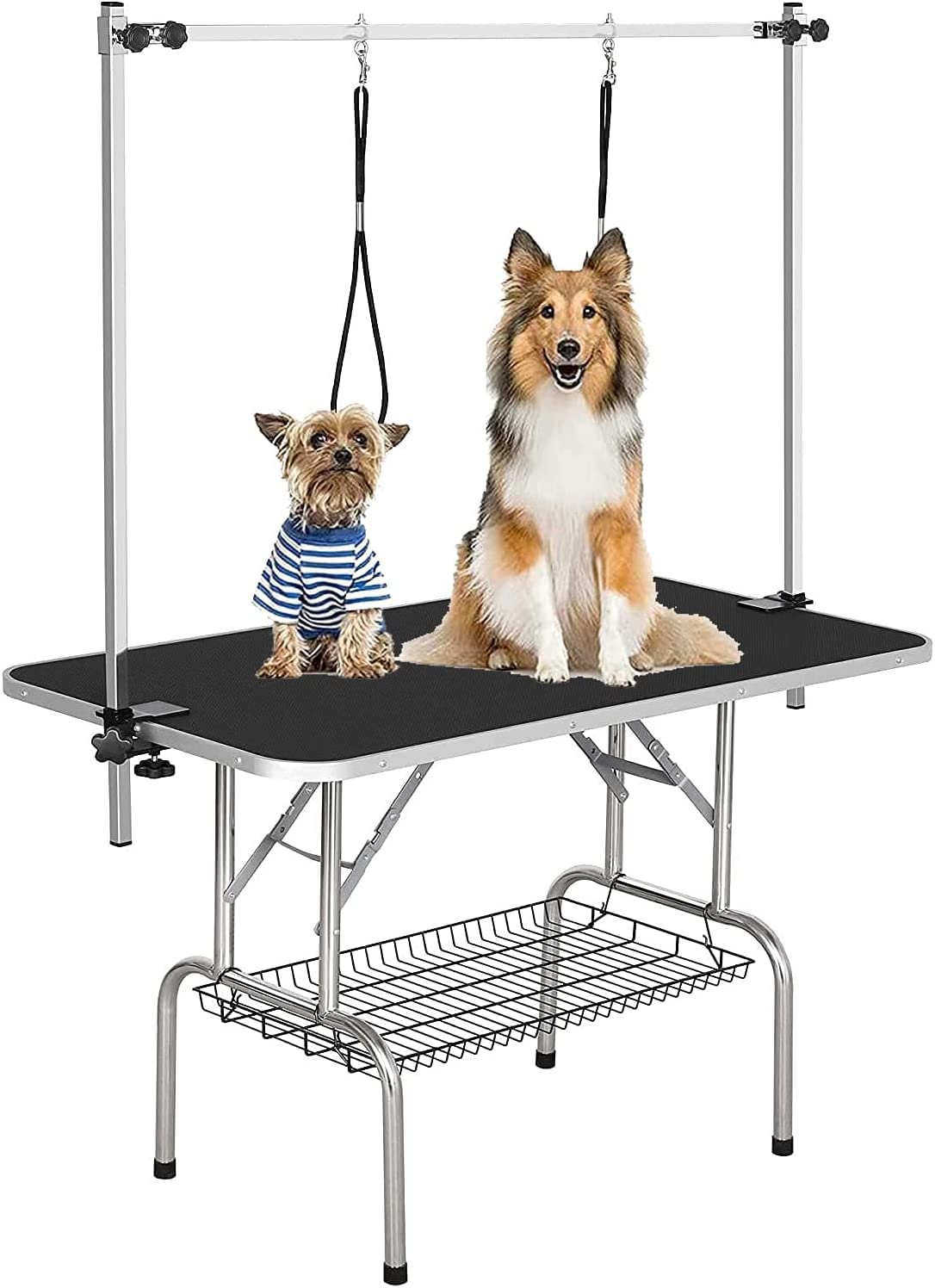 Professional Heavy-Duty Adjustable Dog Grooming Table with Arms, Noose & Mesh Tray - Foldable Pet Grooming Station for Large Dogs Up to 330LBS (36