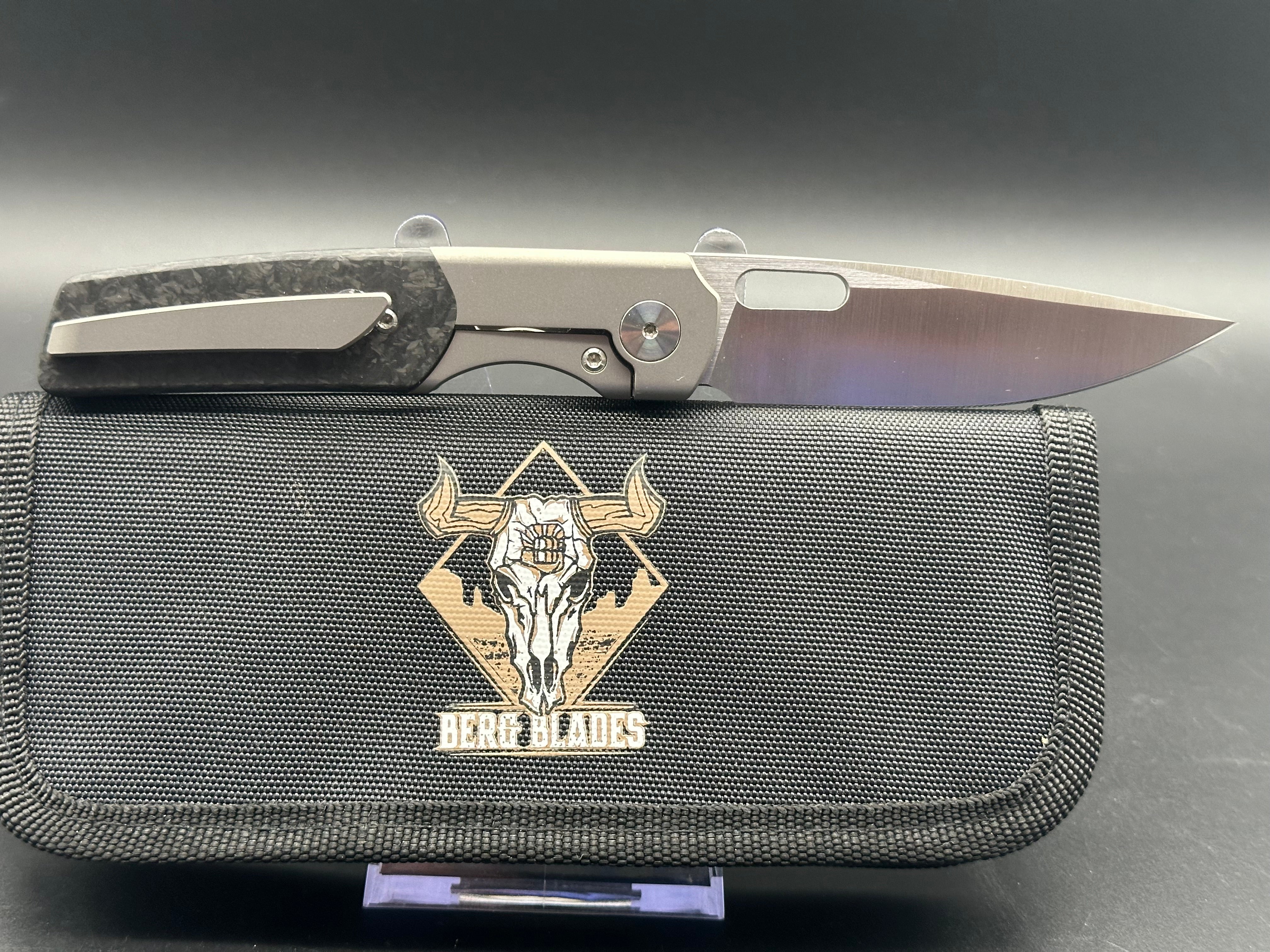 Berg Blades Sweeney Titanium & Carbon Fiber Handle Folding Knife with 20CV Steel Blade - EDC, Outdoor Camping, Hunting & Survival Gear