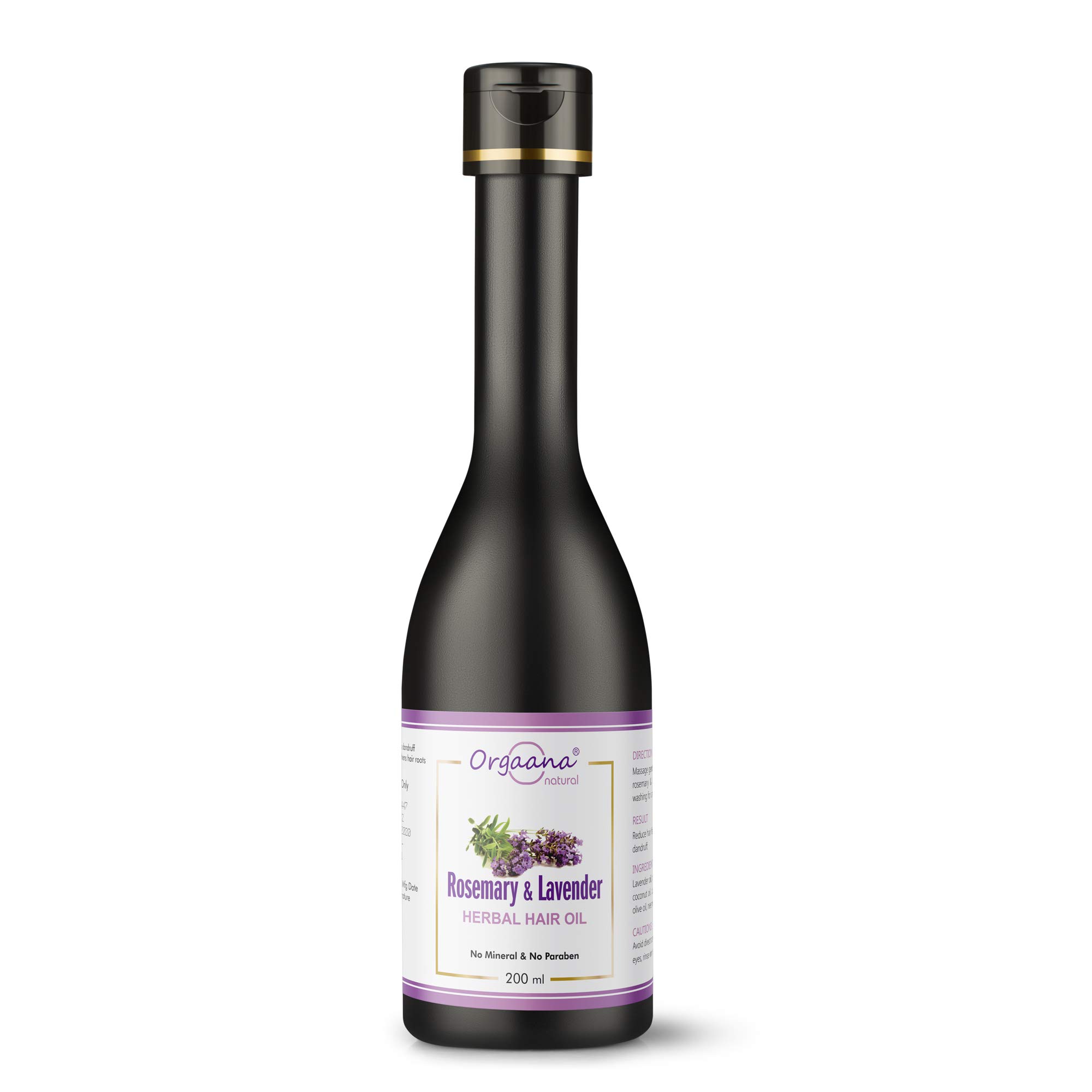 Orgaana Natural Rosemary & Lavender Herbal Hair Oil (200ml) - Promotes Hair Growth, Reduces Dandruff & Adds Shine - Perfect for Dry, Damaged Hair & Scalp Care - Daily Use for Healthy, Stronger Hair