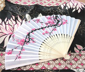 Cherry Blossom Silk Hand Fans - Elegant Baby Shower Gifts & Wedding Favors for Guests, Perfect for Outdoor Events & Photo Props