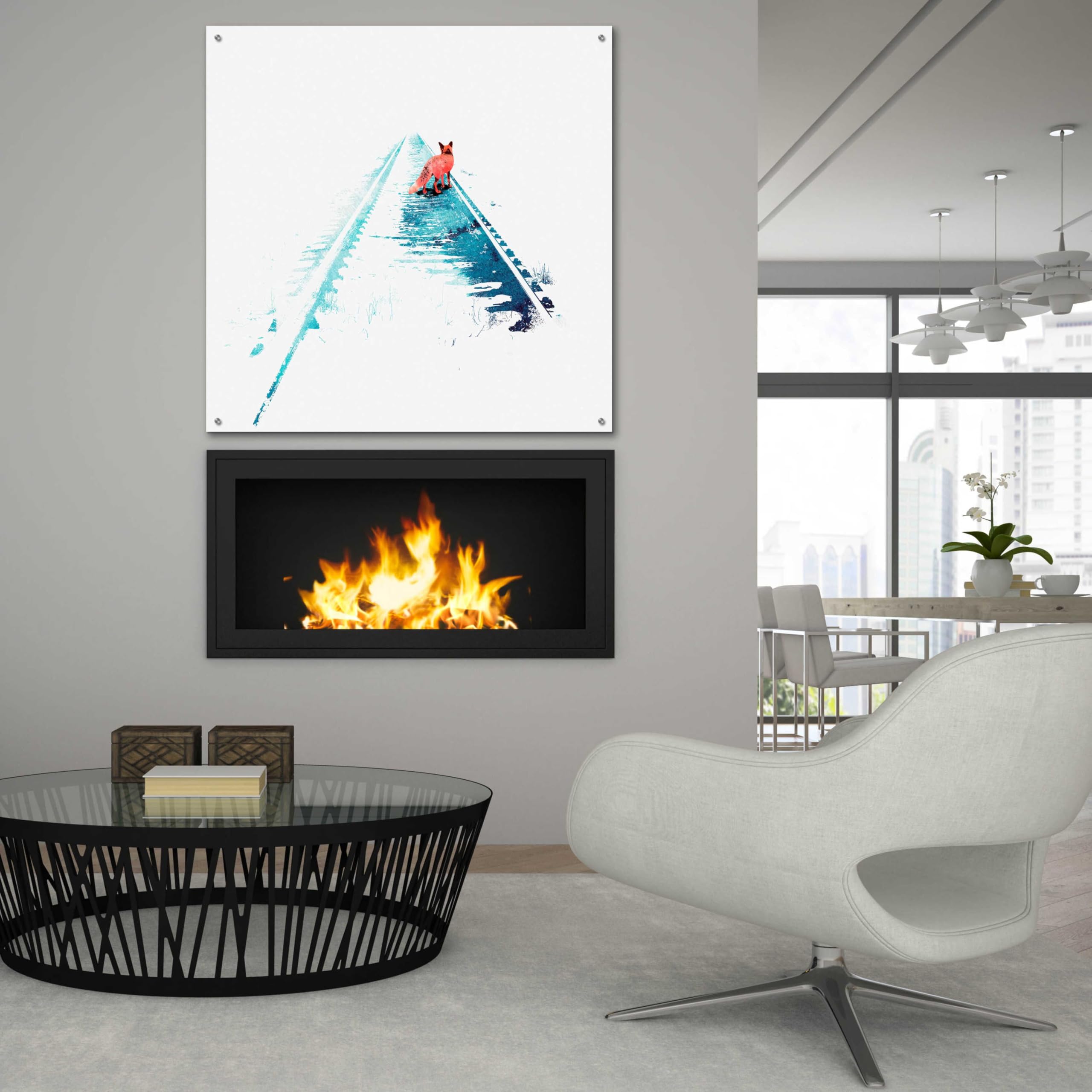Robert Farkas 'From Nowhere to Nowhere' Acrylic Glass Wall Art - 36x36 Inches Modern Abstract Painting for Living Room, Office & Gallery Decor