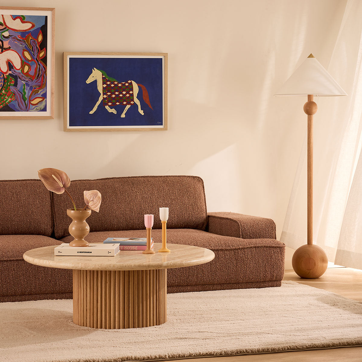 Leonora Boucle 3.5 Seater Sofa - Modern Upholstered Sectional Couch for Living Room | Soft Chenille Fabric | Comfortable Lounge Furniture for Home & Office