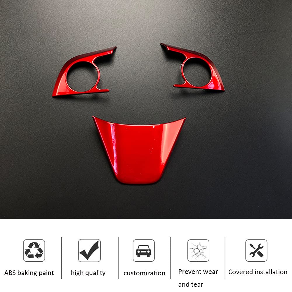 Premium Steering Wheel Trim Cover for 2018-2024 Toyota Camry LE SE XLE XSE - Red Interior Accessory with Button Decoration | Enhances Driving Comfort & Style