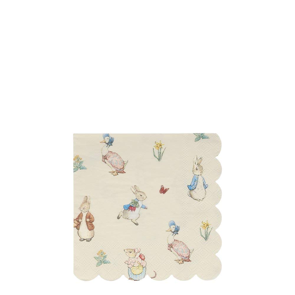 Meri Meri Peter Rabbit & Friends Small Napkins - Adorable Bunny Themed Party Napkins for Baby Showers, Easter Celebrations & Kids Birthday Parties