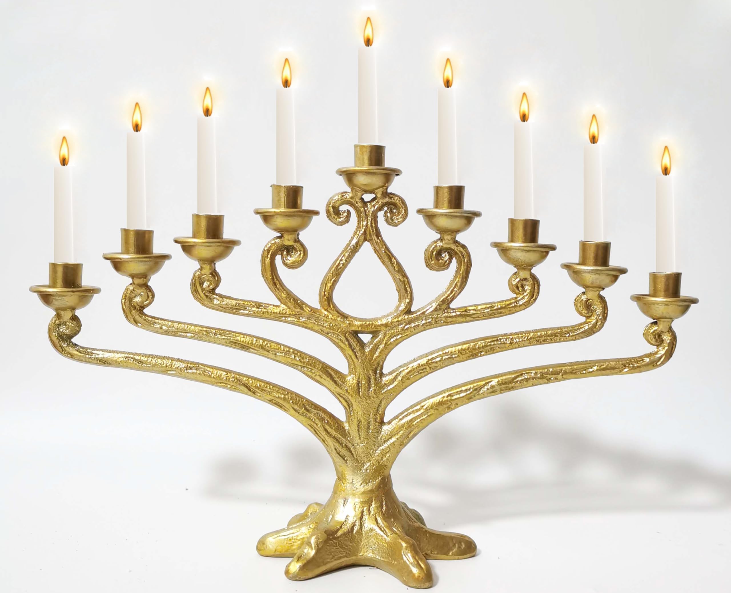 Tree of Life Menorah Candle Holder - 9 Branch Hanukkah Candle Holder for Jewish Holiday Decor - Perfect for Hanukkah Celebrations, Home Decor, and Gift Giving