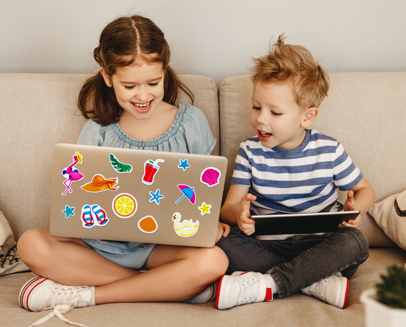 FLYAB 145Pcs Summer Beach Stickers - Waterproof Aesthetic Vinyl Decals for Water Bottles, Laptops, Hydro Flasks, Cars, Phones, Luggage & Skateboards | Perfect for Scrapbooking, Travel & Outdoor Adventures