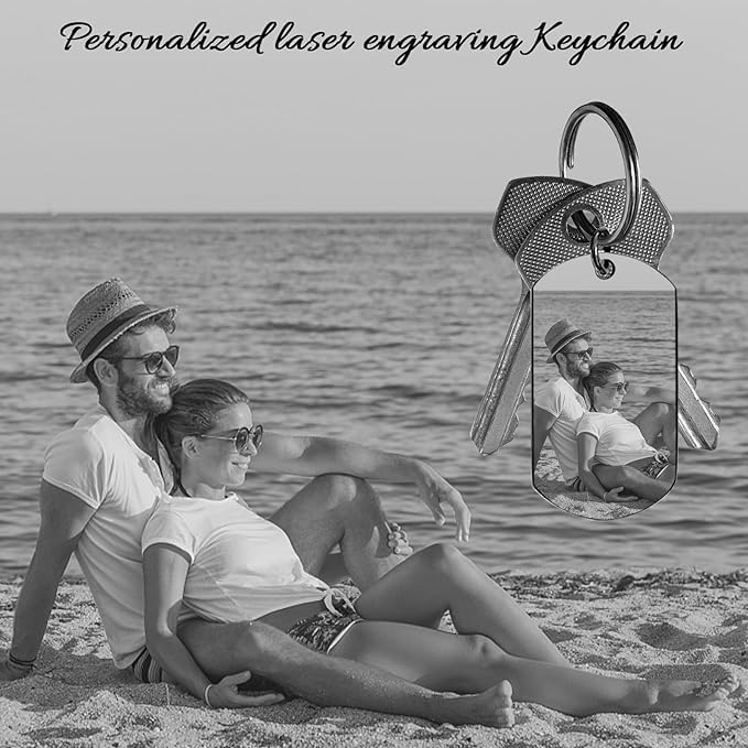 Custom Double Sided Laser Engraved Keychain - Personalized Photo & Text Keyring for Men, Women, Couples | Perfect Gift for Boyfriend, Anniversary, Valentine's Day | Everyday Carry, Key Organization & Special Occasions