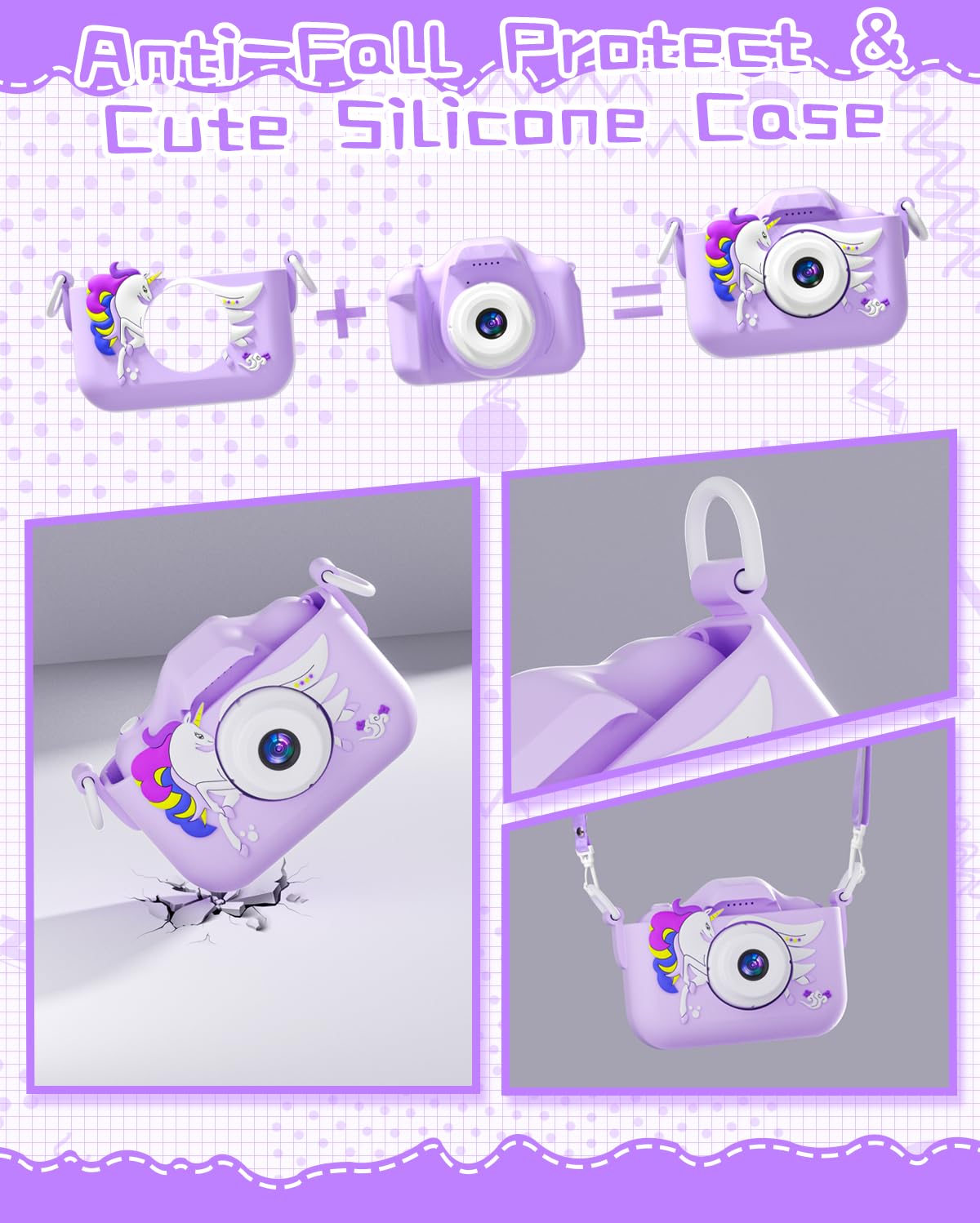 CIMELR Kids Digital Camera for Girls & Boys Ages 3-12 - 1080P HD Children's Camera with 32GB TF Card - Perfect Christmas Birthday Gift (Purple) | Outdoor Travel, Party & Learning Photography Toy