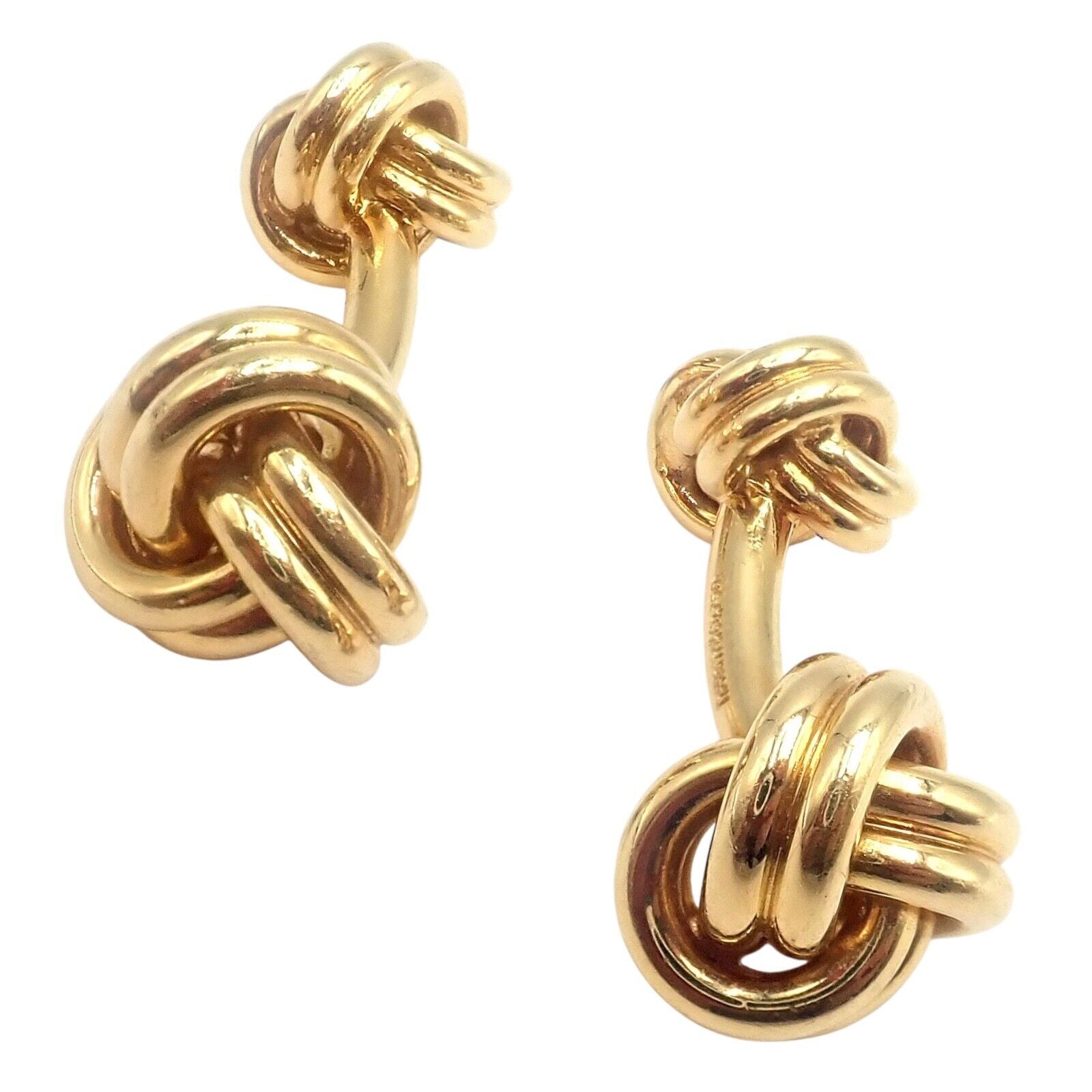 Vintage Tiffany & Co 18k Yellow Gold Classic Love Knot Cufflinks - Luxury Men's Jewelry Gift for Wedding, Anniversary & Formal Events